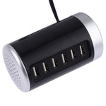 XLD4 สถานีชาร์จ 30W 6 พอร์ต USB อะแดปเตอร์ไฟ AC100-240V ปลั๊กแบบสหรัฐอเมริกา