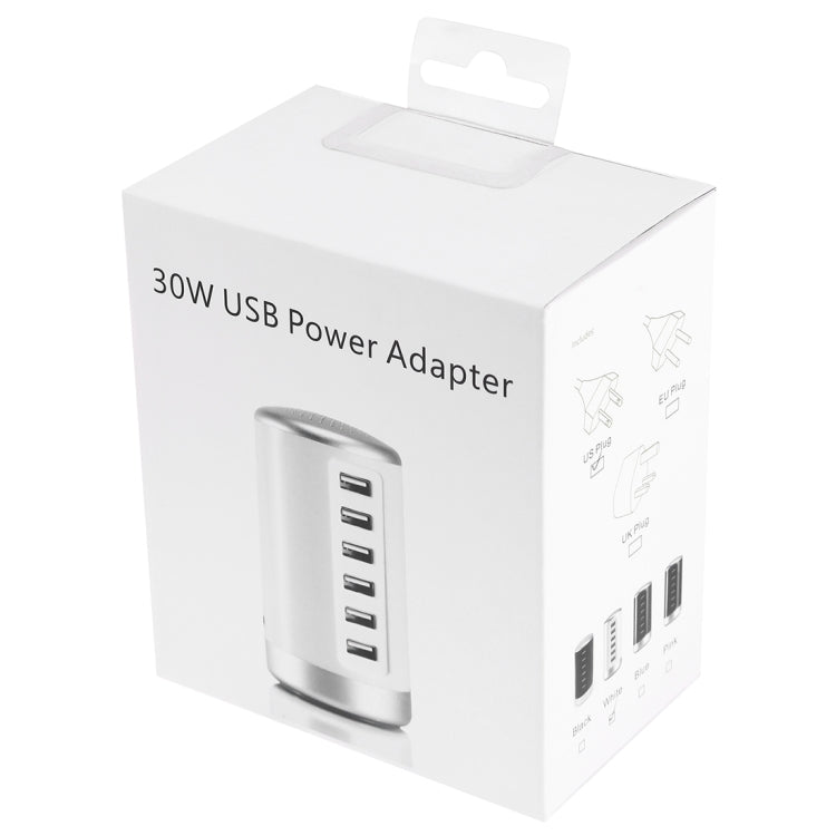 XLD4 สถานีชาร์จ 30W 6 พอร์ต USB อะแดปเตอร์ไฟ AC100-240V ปลั๊กแบบสหรัฐอเมริกา