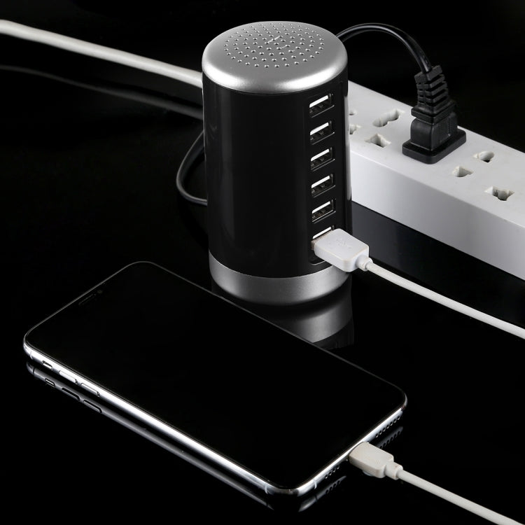XLD4 สถานีชาร์จ 30W 6 พอร์ต USB อะแดปเตอร์ไฟ AC100-240V ปลั๊กแบบสหรัฐอเมริกา