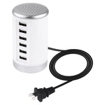 XLD4 สถานีชาร์จ 30W 6 พอร์ต USB อะแดปเตอร์ไฟ AC100-240V ปลั๊กแบบสหรัฐอเมริกา