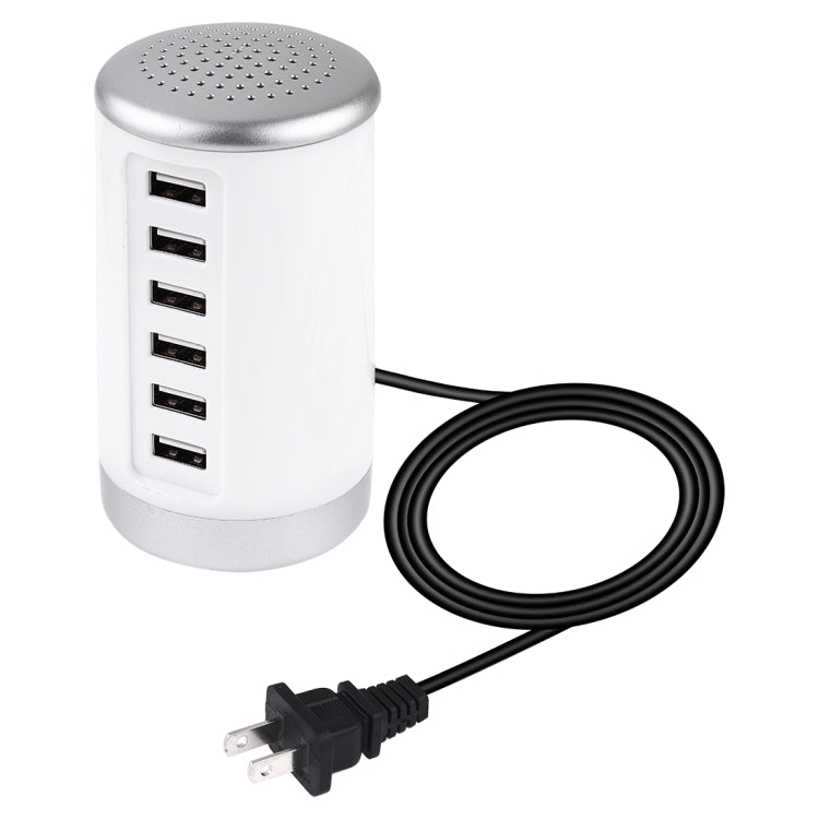 XLD4 สถานีชาร์จ 30W 6 พอร์ต USB อะแดปเตอร์ไฟ AC100-240V ปลั๊กแบบสหรัฐอเมริกา