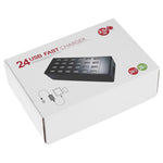 สถานีชาร์จเร็ว 100W 24 พอร์ต USB ชาร์จอัจฉริยะพร้อมไฟ LED แสดงสถานะ AC 100-240V ปลั๊กแบบสหรัฐอเมริกา