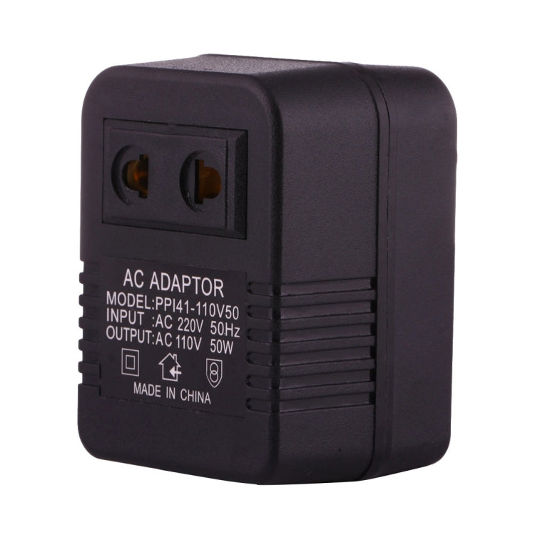 อะแดปเตอร์ปลั๊กไฟ AC 220V เป็น 110V 50W ปลั๊ก EU/US เป็นปลั๊ก US, 220V เป็น 110V 50W