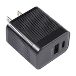 อะแดปเตอร์ชาร์จไฟเดินทาง PD 20W USB-C/Type-C + QC 3.0 USB ลายตาราง ปลั๊ก US (สีดำ)