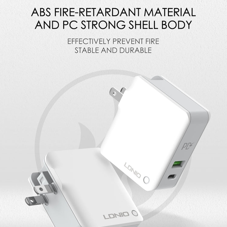 ที่ชาร์จเดินทางพับได้ LDNIO A4403C 30W PD + Auto-id พร้อมสาย Micro USB 1 ม., ปลั๊ก EU, พร้อมสาย Micro USB