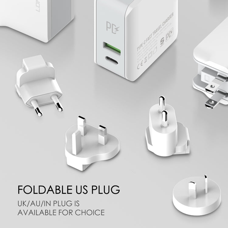ที่ชาร์จเดินทางพับได้ LDNIO A4403C 30W PD + Auto-id พร้อมสาย Micro USB 1 ม., ปลั๊ก EU, พร้อมสาย Micro USB