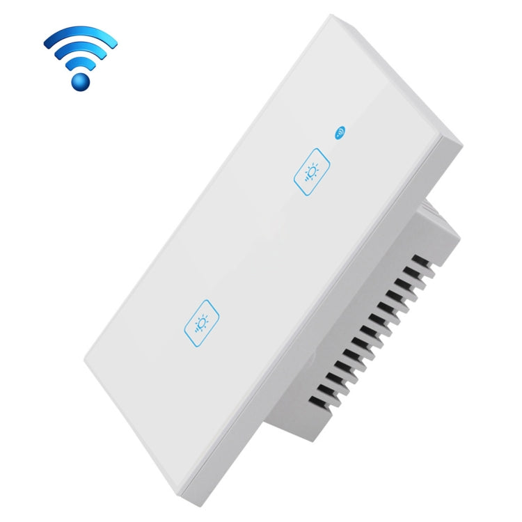 สวิตช์ผนังสมาร์ทกระจกนิรภัย 2 ช่อง WS-US-02 ควบคุมด้วยแอป EWeLink และสัมผัส, AC 90V-250V, ปลั๊ก US, 2 ช่อง