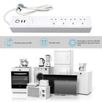 ปลั๊กไฟอัจฉริยะ WiFi พร้อมพอร์ต USB 2 ช่อง + ปลั๊ก UK 4 ช่อง ควบคุมระยะไกล ใช้งานร่วมกับ Alexa และ Google Home ความยาวสาย: 1.8 ม., AC 90-265V, ปลั๊ก UK, 4xUSB + 3xปลั๊ก UK (ปลั๊ก UK)
