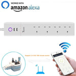 ปลั๊กไฟอัจฉริยะ WiFi พร้อมพอร์ต USB 2 ช่อง + ปลั๊ก UK 4 ช่อง ควบคุมระยะไกล ใช้งานร่วมกับ Alexa และ Google Home ความยาวสาย: 1.8 ม., AC 90-265V, ปลั๊ก UK, 4xUSB + 3xปลั๊ก UK (ปลั๊ก UK)