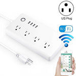 ปลั๊กไฟอัจฉริยะ WiFi พร้อมพอร์ต USB 4 ช่อง + ปลั๊ก US 4 ช่อง ควบคุมระยะไกล ใช้งานร่วมกับ Alexa และ Google Home, AC 110-240V, ปลั๊ก US, 4xUSB + 4xปลั๊ก US (ปลั๊ก US)