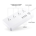 ปลั๊กไฟอัจฉริยะ WiFi พร้อมพอร์ต USB 4 ช่อง + ปลั๊ก US 4 ช่อง ควบคุมระยะไกล ใช้งานร่วมกับ Alexa และ Google Home, AC 110-240V, ปลั๊ก US, 4xUSB + 4xปลั๊ก US (ปลั๊ก US)