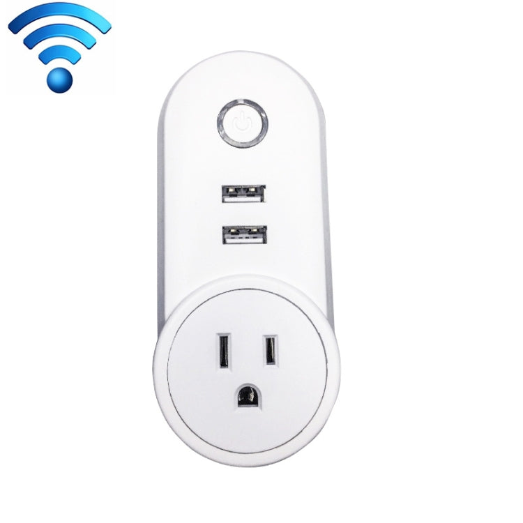 ปลั๊กไฟอัจฉริยะ WiFi SA-002 พร้อมพอร์ต USB 2 ช่อง + ปลั๊ก EU 1 ช่อง ใช้งานร่วมกับ Alexa และ Google Home, AC 110V-230V, ปลั๊ก EU, ปลั๊ก UK, ปลั๊ก US