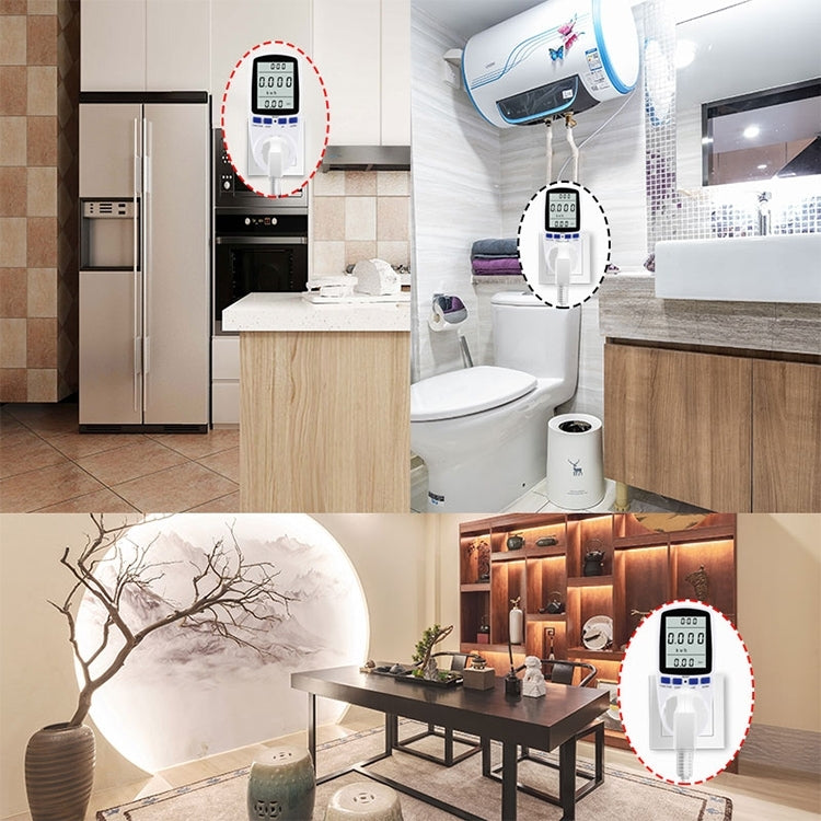 มิเตอร์วัดพลังงานแสดงผล LCD AC 230-250V 50Hz สูงสุด 13A วัตต์ โวลต์ แรงดันไฟฟ้า วิเคราะห์พลังงาน อัตโนมัติ พร้อมปลั๊ก UK, AC 230-250V ปลั๊ก UK