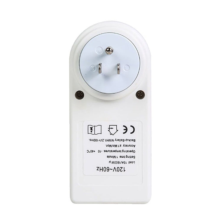 ปลั๊กบ้านอัจฉริยะ AC 120V พร้อมจอ LCD แสดงนาฬิกา ฟังก์ชันเวลาในฤดูร้อน ปรับเปลี่ยนเวลา 12/24 ชั่วโมง พร้อมสวิตช์ตั้งเวลา ปลั๊ก US, AC 120V ปลั๊ก US