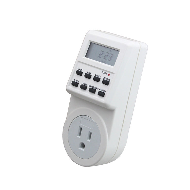 ปลั๊กบ้านอัจฉริยะ AC 120V พร้อมจอ LCD แสดงนาฬิกา ฟังก์ชันเวลาในฤดูร้อน ปรับเปลี่ยนเวลา 12/24 ชั่วโมง พร้อมสวิตช์ตั้งเวลา ปลั๊ก US, AC 120V ปลั๊ก US