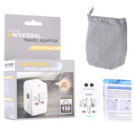 อะแดปเตอร์แปลงไฟเดินทางอเนกประสงค์ 110-250V พร้อมช่อง USB คู่, ปลั๊กยุโรป / สหราชอาณาจักร / สหรัฐอเมริกา / ออสเตรเลีย