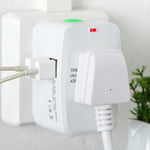 อะแดปเตอร์แปลงไฟเดินทางอเนกประสงค์ 110-250V พร้อมช่อง USB คู่, ปลั๊กยุโรป / สหราชอาณาจักร / สหรัฐอเมริกา / ออสเตรเลีย