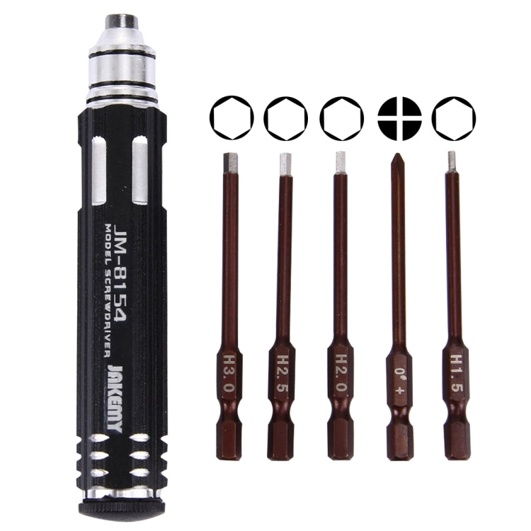 ชุดไขควงโมเดล 6 in 1 JAKEMY JM-8154 พร้อมบิต S-2 ขนาด 65mm (ไขควงกากบาท 3.0, หกเหลี่ยม H1.5 & H2.0 & H2.5 & H3.0), JM-8154