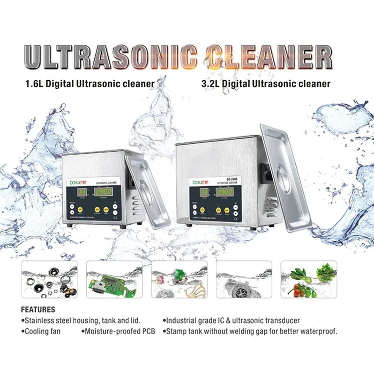 เครื่องล้างอัลตราโซนิก BAKU BK-2000 120W 3.36L พร้อมจอ LCD และตะกร้า AC 220V ปลั๊ก EU BK-2000 120W 3.36L 220V