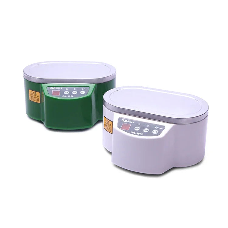 เครื่องล้างอัลตราโซนิก BAKU BK-9050 30W / 50W ปรับได้ 0.6L พร้อมจอ LCD AC 220V BK-9050 30W / 50W 0.6L 220V สีเขียว BK-9050 30W / 50W 0.6L 220V สีขาว