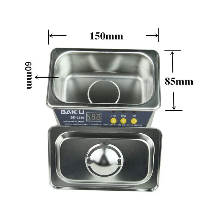 เครื่องล้างอัลตราโซนิก BAKU BK-3550 35W / 50W ปรับได้ 0.8L พร้อมจอ LCD AC 220V ปลั๊ก EU BK-3550 35W / 50W 0.8L 220V