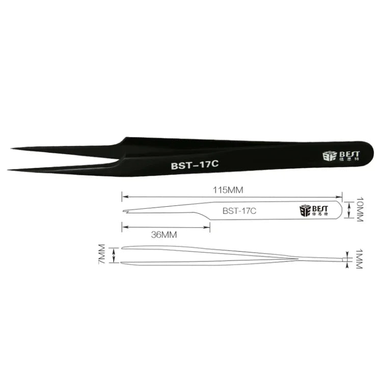 BEST BST-17C แหนบต่อขนตาสแตนเลสสตีลความแม่นยำสูงรุ่นใหม่ล่าสุด ยาวพิเศษ BST-17C