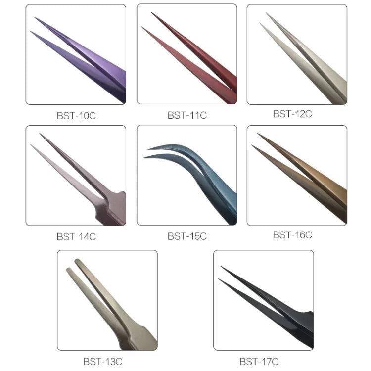 BEST BST-17C แหนบต่อขนตาสแตนเลสสตีลความแม่นยำสูงรุ่นใหม่ล่าสุด ยาวพิเศษ BST-17C