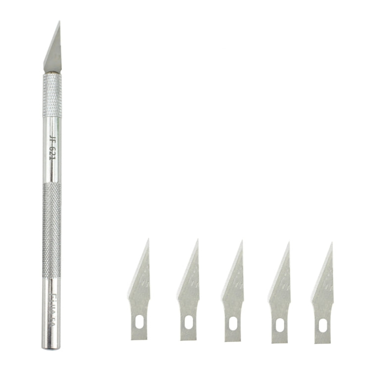 มีดแกะสลักโลหะ JIAFA JF-621 เครื่องมือซ่อมโทรศัพท์มือถือมืออาชีพพร้อมใบมีด 6 ชิ้น, JF-621