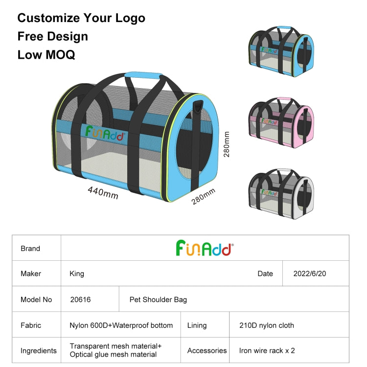 FUNADD กระเป๋าสะพายเดินทางสัตว์เลี้ยง แบบพับได้ กระเป๋าสะพาย
