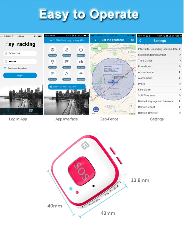 REACHFAR V28 เครื่องติดตามแบบสร้อยคอ GSM Mini LBS WiFi AGPS พร้อมฟังก์ชัน SOS, RF-V28