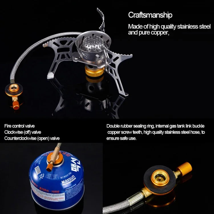 เตาแก๊สแบบพกพาแยกส่วน 3700W สำหรับใส่หลัง พร้อมอุปกรณ์ทำอาหารกันระเบิด