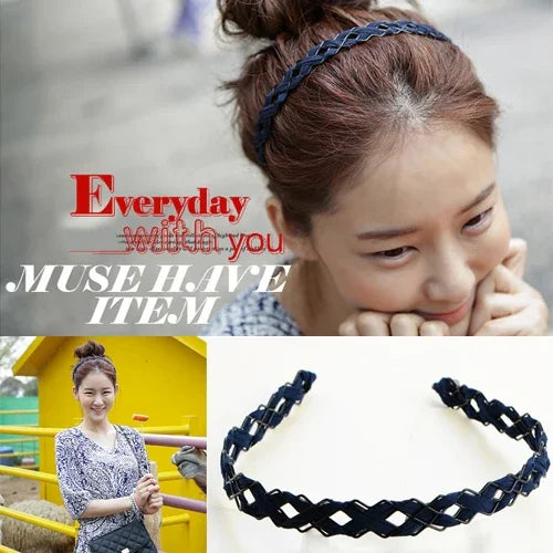 ที่คาดผมสไตล์ถักกลวง สีสุ่มจัดส่ง