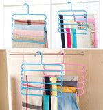 ไม้แขวนเสื้อผ้าหลากฟังก์ชัน 10 ชิ้น 5 ชั้น สำหรับกางเกง ผ้าพันคอ ผูกผ้าไหม, ไม้แขวนกางเกง 5 ชั้น