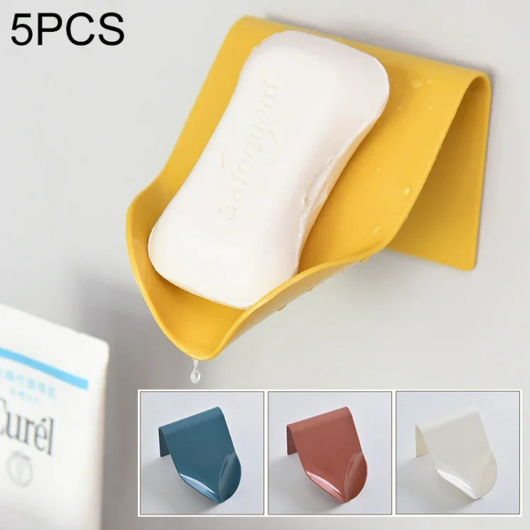 กล่องสบู่ระบายน้ำติดผนังแบบมัลติฟังก์ชัน 5 ชิ้น สีสุ่ม