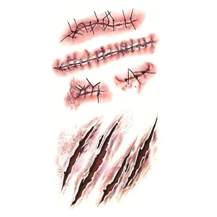 20 ชิ้น S-165 สติ๊กเกอร์รอยสักชั่วคราวรอยขีดข่วนแผลบาดเจ็บสมจริงสำหรับฮาโลวีน S-165/20 ชิ้น