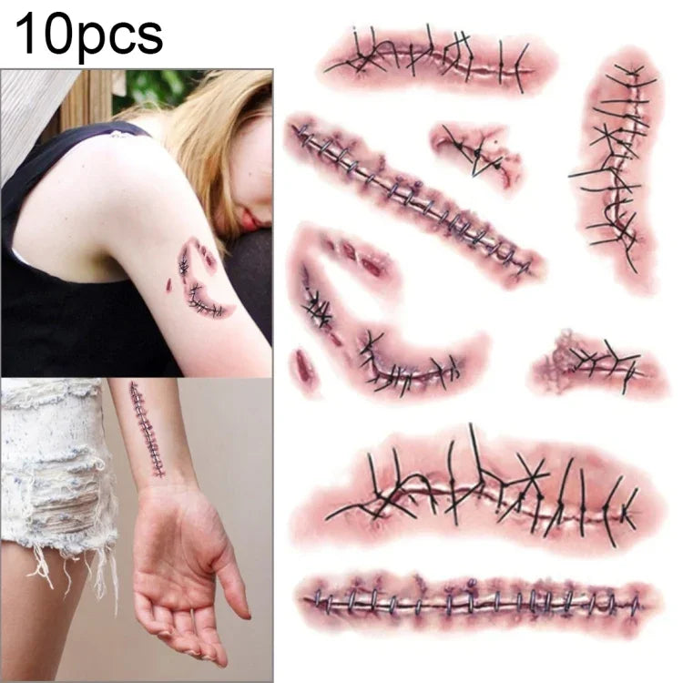 10 ชิ้น สติ๊กเกอร์แผลบาดเจ็บแผลเป็นชั่วคราวสยองขวัญฮาโลวีน S-263, S-263/10pcs