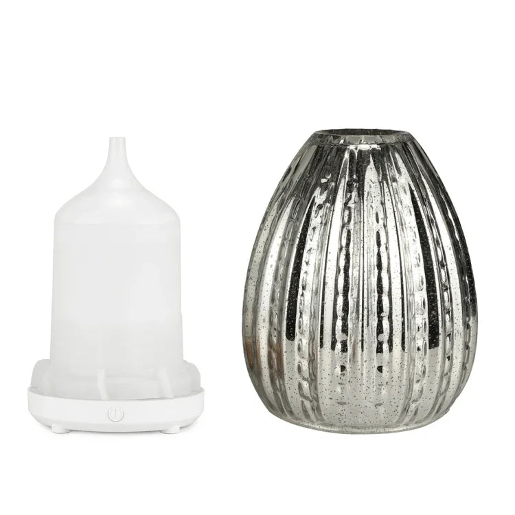 เครื่องทำความชื้นอโรมา 3D รูปแจกันสร้างสรรค์ 100ml พร้อมสเปรย์แอลกอฮอล์อัตโนมัติและไฟ LED สีสันสดใส, เครื่องทำความชื้นแก้ว 3D
