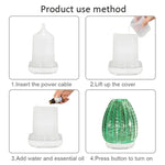 เครื่องทำความชื้นอโรมา 3D รูปแจกันสร้างสรรค์ 100ml พร้อมสเปรย์แอลกอฮอล์อัตโนมัติและไฟ LED สีสันสดใส, เครื่องทำความชื้นแก้ว 3D