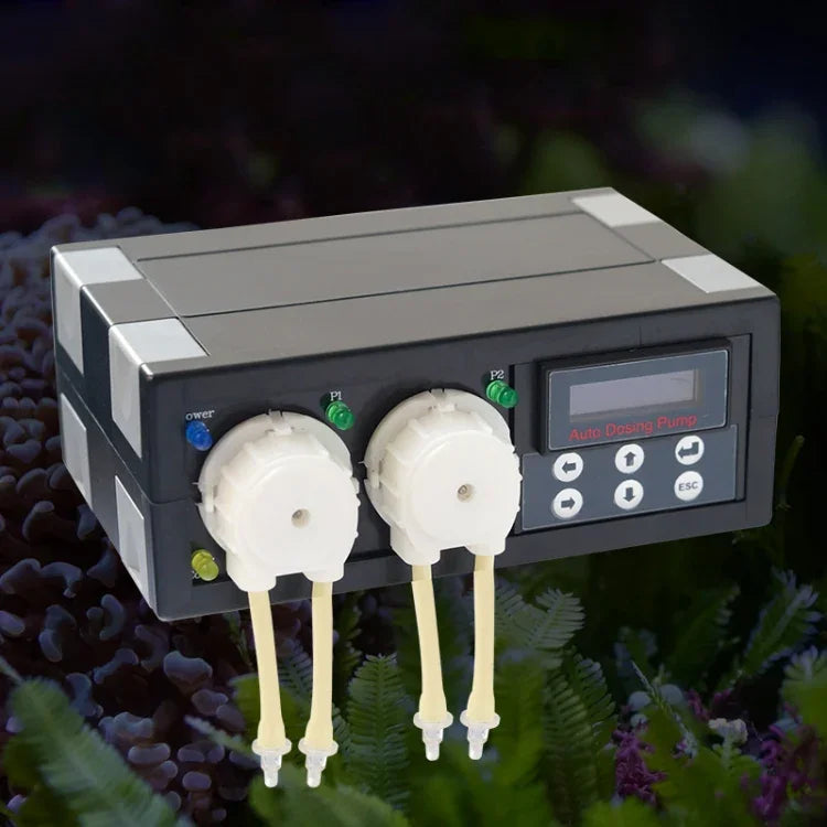 Jebao DP-2 ปั๊มจ่ายสารอัตโนมัติ 4W ปั๊มเพอริสตัลซิส 2 ช่อง สำหรับตู้ปลา ปะการัง เครื่องให้อาหารอัตโนมัติ เครื่องจ่ายน้ำยา ปลั๊ก US DP-2 4W