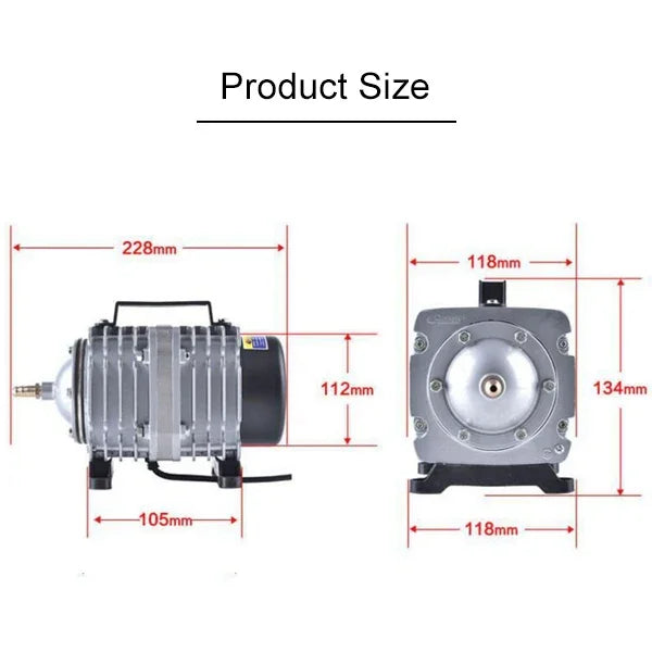 ACO-006 ปั๊มลมแม่เหล็กไฟฟ้า 80W 88L/นาที สำหรับตู้ปลาอาหารทะเล เพิ่มออกซิเจน แยกการไหลของอากาศ ปลั๊ก US, ACO-006