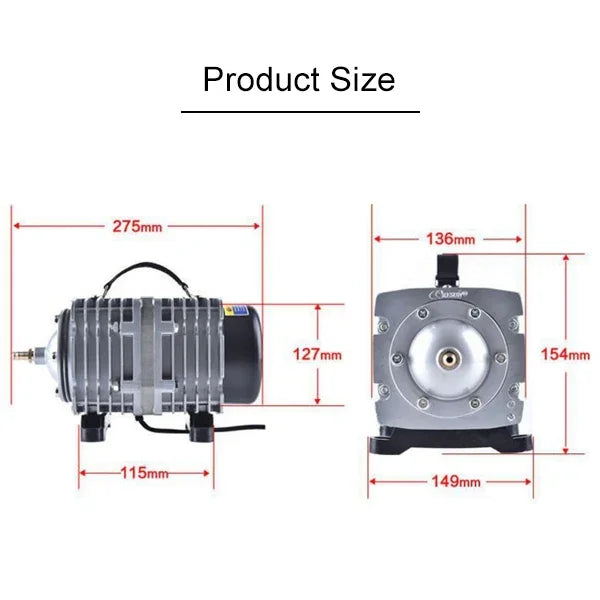 ACO-008 ปั๊มลมแม่เหล็กไฟฟ้า 120W 110L/นาที คอมเพรสเซอร์เพิ่มออกซิเจนในตู้ปลา อะแดปเตอร์ปลั๊ก US, ACO-008