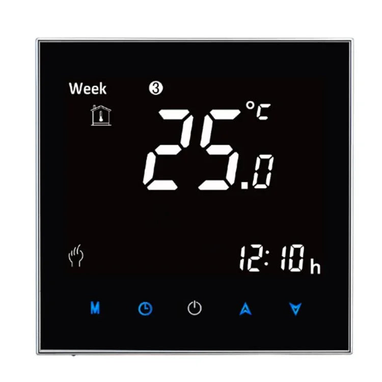 เครื่องควบคุมอุณหภูมิห้องแบบดิจิทัล LCD ชนิดทำความร้อนด้วยน้ำ BHT-2001 3A แสดงนาฬิกา/อุณหภูมิ/เวลา/สัปดาห์/ความร้อน ฯลฯ, BHT-2001 3A (สีดำ)