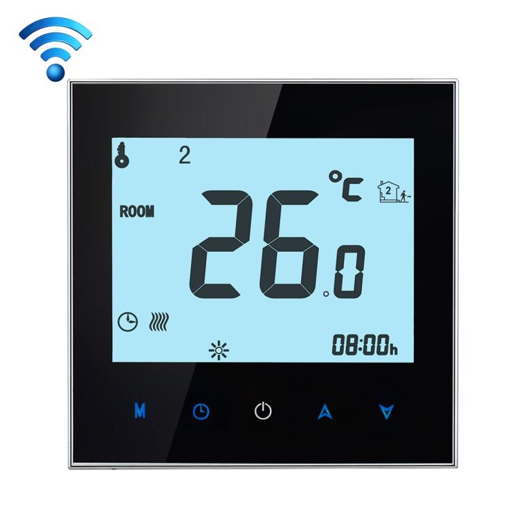 เครื่องควบคุมอุณหภูมิห้องแบบสัมผัส LCD WiFi รุ่น BHT-1000-GA-WIFI 3A โหลดน้ำร้อน แสดงนาฬิกา / อุณหภูมิ / ช่วงเวลา / เวลา / สัปดาห์ / ความร้อน ฯลฯ BHT-1000 3A (สีดำ), BHT-1000 3A (สีขาว)