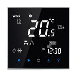 BAC-2000 เครื่องปรับอากาศแบบกลาง ระบบสัมผัส LCD ดิจิทัล หน่วยพัดลมคอยล์ 2 ท่อ เทอร์โมสตัทห้อง แสดงความเร็วพัดลม / นาฬิกา / อุณหภูมิ / เวลา / สัปดาห์ / ความร้อน ฯลฯ, BAC-2000 (สีดำ), BAC-2000 (สีขาว)