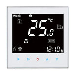 BAC-2000 เครื่องปรับอากาศแบบกลาง ระบบสัมผัส LCD ดิจิทัล หน่วยพัดลมคอยล์ 2 ท่อ เทอร์โมสตัทห้อง แสดงความเร็วพัดลม / นาฬิกา / อุณหภูมิ / เวลา / สัปดาห์ / ความร้อน ฯลฯ, BAC-2000 (สีดำ), BAC-2000 (สีขาว)