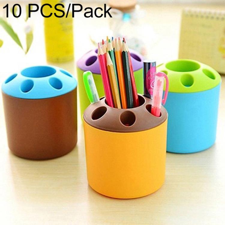 ที่ใส่ปากกาสีอเนกประสงค์ 10 ชิ้น สำหรับใส่แปรงสีฟัน อุปกรณ์สำนักงาน สีสุ่ม