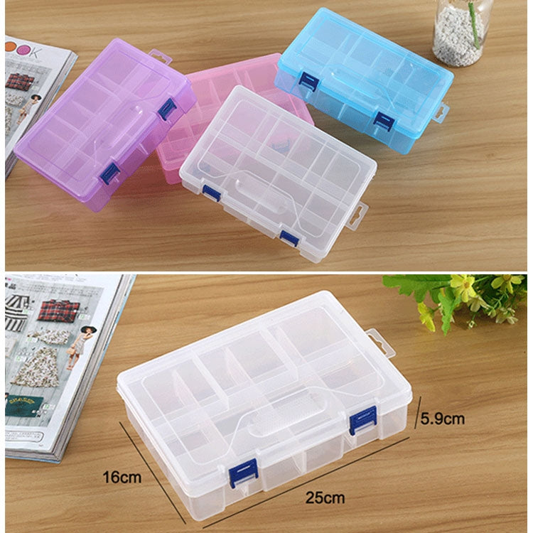 กล่องเก็บเครื่องประดับพลาสติกสองชั้น 8 ช่อง พร้อมตัวแบ่งปรับได้, 8 ช่อง (สีชมพู), 8 ช่อง (สีน้ำเงิน), 8 ช่อง (สีม่วง), 8 ช่อง (สีขาว)