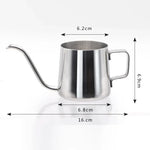 กาใส่กาแฟดริปมือสแตนเลส 304 ปากแคบยาวพร้อมหูแขวน ขนาด 250 มล.
