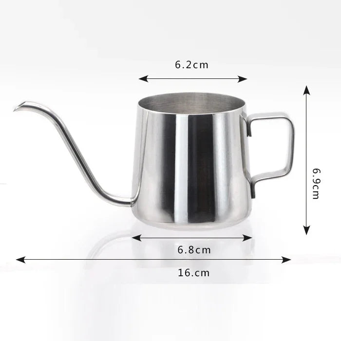 กาใส่กาแฟดริปมือสแตนเลส 304 ปากแคบยาวพร้อมหูแขวน ขนาด 250 มล.