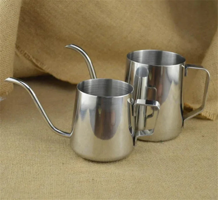 กาใส่กาแฟดริปมือสแตนเลส 304 ปากแคบยาวพร้อมหูแขวน ขนาด 250 มล.